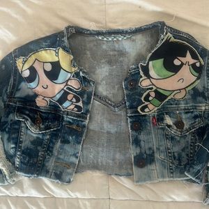 One-of-a-Kind💕 Power Puff Girls 💕 Hand-Crafted Cropped Jean Jacket